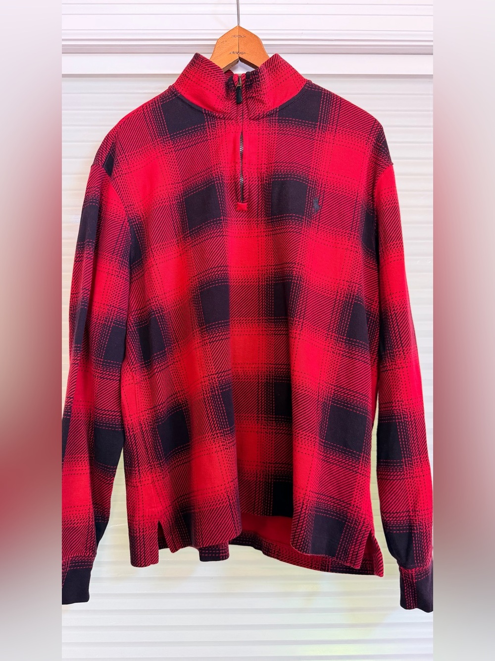 Ralph Lauren Red and Black 3/4 Zip Pullover